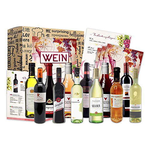 BOXILAND® Wein Geschenk Set [ERSTKLASSIGES WEINPROBE SET] - Weingeschenke für Frauen & Männer - Weinset Geschenk - Rotweine & Weißweine Set Geschenkbox - Wine Tasting Set Weinpaket Box (12x 0,25l) von Boxiland