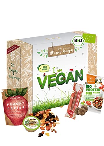 Veganer Adventskalender 2023 BIO-Qualität Advenskalender mit 24 veganen Leckerein für die Adventszeit von Boxiland