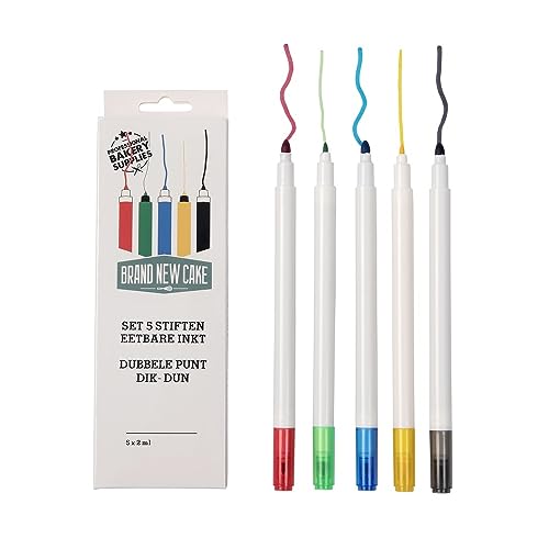 BrandNewCake® Essbare Tinten Stifte - Set/5 - Lebensmittelfarbe Stifte für Kuchen Dekoration - Primärfarben - Food Pen für kreative Tortendekoration von Brand New Cake