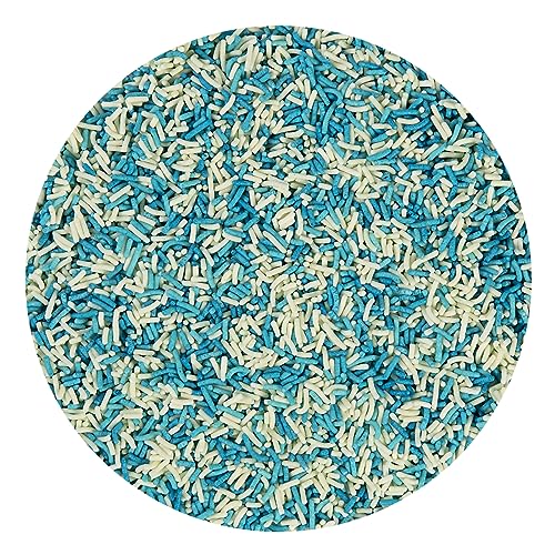 BrandNewCake® Blaue und Weiße Schokoladenstreusel 200g - Perfekte Tortendekoration - Hagelslag in Streudose - Sprinkles für Kuchen und Desserts von Brand New Cake