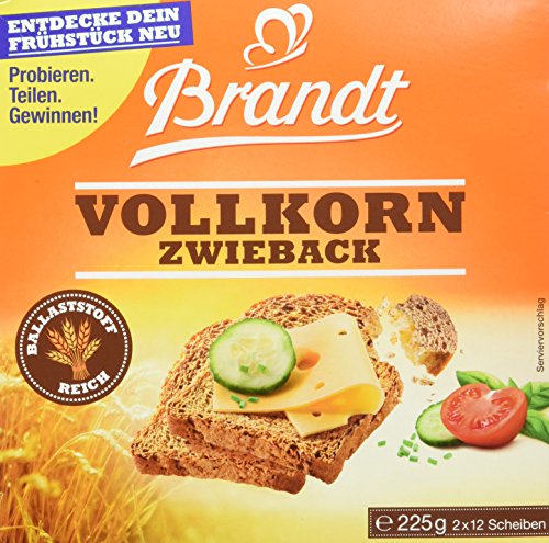 Brandt Vollkorn-Zwieback, 10er Pack (10 x 225 g Packung) von Brandt