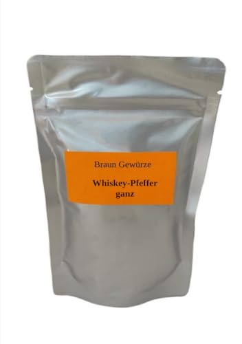 Braun Gewürze Whiskeypfeffer - schwarzer Pfeffer trifft auf Single Malt Whiskey, ganze Pfefferkörner getrocknet, Gourmetpfeffer 80g von Braun Gewürze