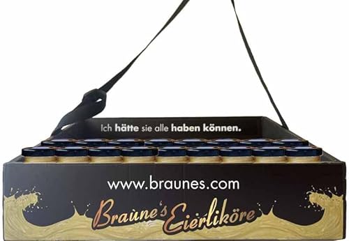 Hochwertiger Bauchladen mit Braune’s Eierlikör Klassik – 54 Gläschen à 25 ml (14% vol.) – Perfekt für JGA, Junggesellen- & Junggesellinnenabschied - "Klassiker" von Braune's