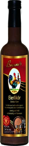 Braune’s Eierlikör Schoko-Rum 0,5 L (14% vol.) – Cremig & Dickflüssig – Traditionelle Herstellung aus der Manufaktur – Schokoladig mit Rum-Note von Braune's