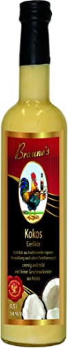 Braune’s Eierlikör Kokos 0,5 L (14% vol.) – Besonders Cremig & Dickflüssig – Traditionelle Herstellung aus der Manufaktur – Ideal pur, als Dessert, Cocktail oder zum Backen von Braune's