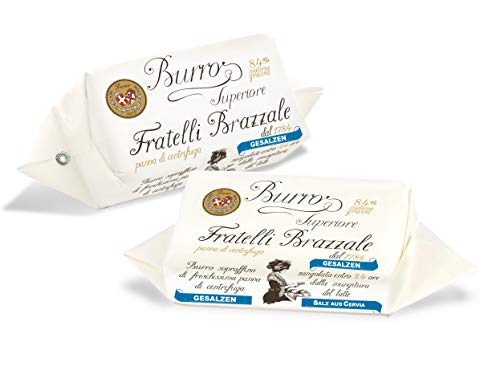 Prämierte Rohmilchbutter aus Rohrahm Sahne 84% Fettgehalt - Butter Superior fratelli Brazzale aus Italien Kräuterbutter gesalzen (gesalzen) von Brazzale