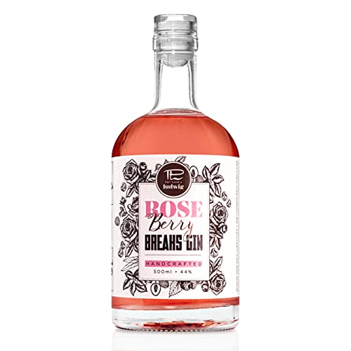 Breaks ROSE BERRY Gin I Premium Gin mit Himbeeren, Rosen & Litschis I Geschmack: Fruchtig, frisch mit rosigem Bouquet I Exklusiver Gin – Handgemacht in Deutschland I 1x 0,5 L I 44% vol. von Breaks