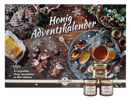 Breitsamer Honig-Adventskalender 2024 – Insgesamt 24 ausgewählte einzigartige Honig Spezialitäten im 40g Glas für eine überraschend süße Adventszeit (24 x 40g) von Breitsamer