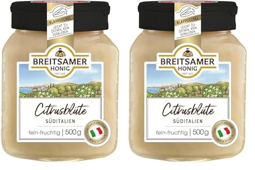 Breitsamer Honig Citrusblüte aus Süditalien 500g cremig – streichzarter fein-fruchtiger Citrusblütenhonig, aromatisch und lieblich (1 x 500g) (Packung mit 2) von Breitsamer