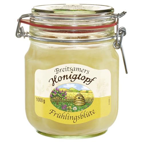 Breitsamer Honig Honigtopf Frühlingsblüte 1.000g cremig - Zart-cremiger Frühlingsblütenhonig im traditionellen Bügelglas von bewährter Imkerqualität (1 x 1kg) von Breitsamer