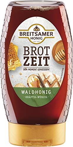 Breitsamer Honig Spender Brotzeit Waldhonig 350g - Dunkler flüssiger Honig im praktischen Spender, kräftig würzig im Geschmack (1 x 350g) von Breitsamer