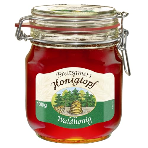 Breitsamer Honig Honigtopf Wald 1.000g flüssig - Kräftig, herb-würziger Waldhonig im traditionellen Bügelglas von bewährter Imkerqualität (1 x 1kg) von Breitsamer