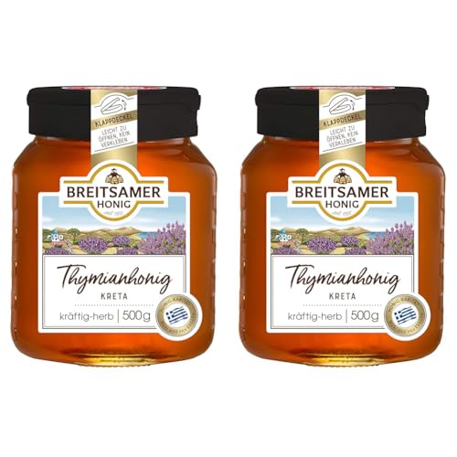 Breitsamer Thymianhonig aus Kreta flüssig 500g Goldbraune Spezialität von kräftig-herbem und intensiv würzigem Aroma (1 x 500g) (Packung mit 2) von Breitsamer