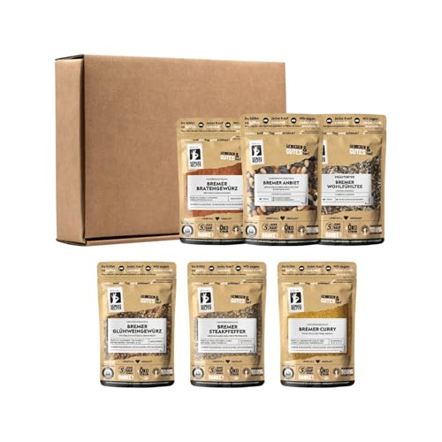 Bremer Gewürzhandel Genuss-Box Bremen, 6-tlg., Gewürze Box, Gewürzgeschenk, Gewürze Set, Geschenkset, 680g von Bremer-Gewürzhandel Genuss leben.