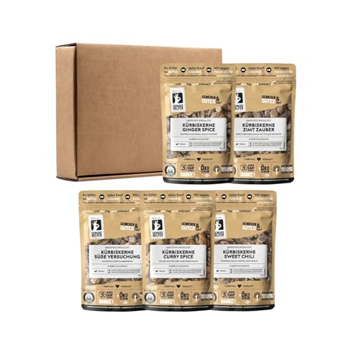 Bremer Gewürzhandel Genuss-Box Knabberspaß, 5-tlg., Knabber Box, Snackgeschenk, Kürbiskerne Set, Geschenkset, 600g von Bremer-Gewürzhandel Genuss leben.