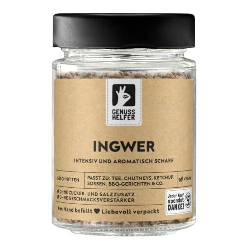 Bremer Gewürzhandel Ingwer, geschnitten, aromatisch scharf, getrockneter Ingwer für Tee & zum Kochen, 70g im Glas von Bremer-Gewürzhandel Genuss leben.