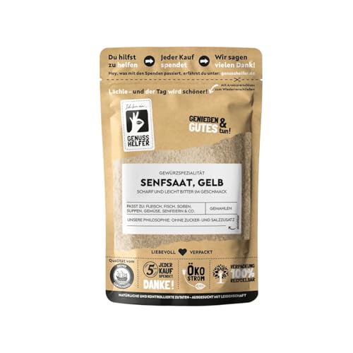 Bremer Gewürzhandel Senfkörner gelb, gemahlen, Senfmehl zum Kochen von Suppen und Soßen, gemahlene Senfsaat mit nussigem Geschmack, 10 x 100g von Bremer-Gewürzhandel Genuss leben.