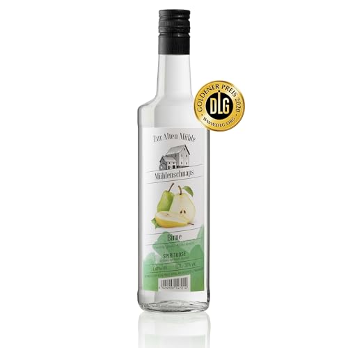 Brennerei zur Alten Mühle Birnenbrand Mühlen-Schnaps - Spirituose (30% vol.) veredelt mit Frucht-Destillat, milder Genuss, fruchtig leichter & klarer Schnaps (1 x 0,7 l) von Brennerei zur Alten Mühle