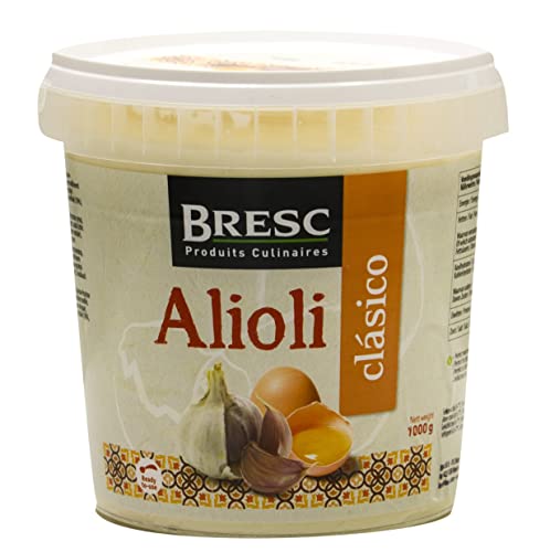 Bresc Alioli Clasico - 1x 1kg - spanischer Knoblauch-Dip, mit Knoblauch und hochwertigem Olivenöl, Aioli Knoblauch-Creme als Dip oder Topping perfekt für Fleisch- und Fischgerichte von BFYSYO