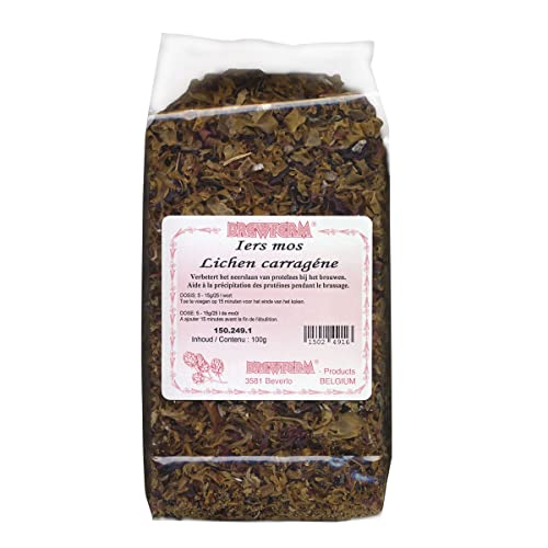 Brewferm 1 kg Irish Moss - Isländische Meeresmoostee - Islandmoos - natürliches Carrageen - Chondrus crispus -Knorpeltang von Brewferm