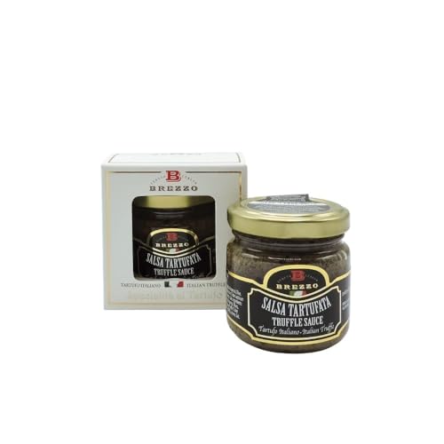 Brezzo Trüffelaufstrich, Gourmet-Trüffelsauce, Italienische Schwarze Sommertrüffelcreme, Herzhafter Trüffelaufstrich für Snacks, Aperitifs, Bruschetta und Sandwichfüllung, 80-Gramm-Glas von Brezzo