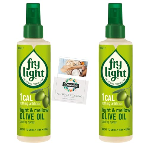 Olivenöl-Kochspray-Set mit frylight nativem Olivenöl extra 190 ml, 2er-Pack + Brightdale Küchenheft von Brightdale