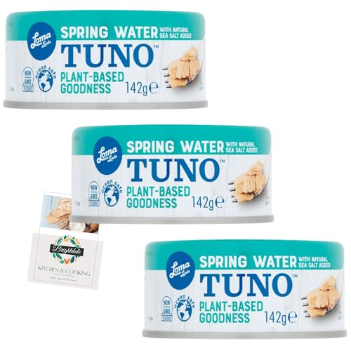 Veganes Thunfisch-Set mit Loma Linda Tuno im Quellwasser, 140 g, 3er-Pack + Brightdale Küchenheft von Brightdale