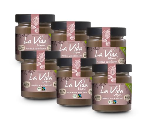 Brinkers La Vida Vegan Mandel & Schoko | 6 x 200g | Zartschmelzender Schoko-Mandel-Aufstrich | Glutenfrei & Vegan von Brinkers