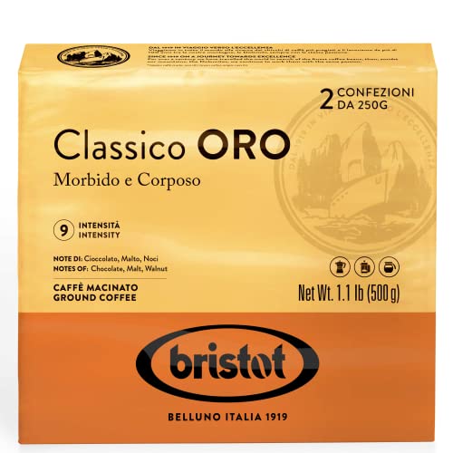 Bristot Classico Oro | Aromatisch und zart | gemahlener italienischer Espresso | 500 g von Bristot