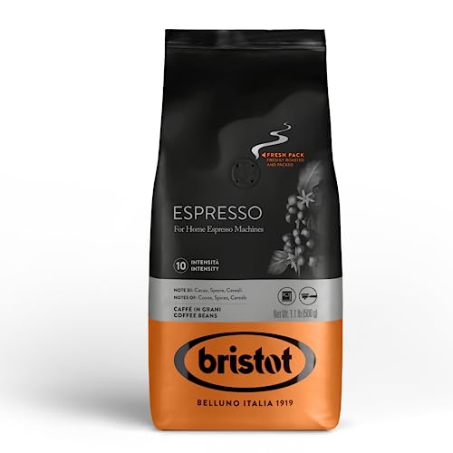 Bristot Espressobohnen für Espressomaschinen zu Hause, italienische Espressobohnen, mittlere Bratung, 500 g von Bristot