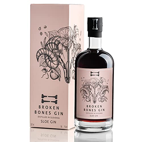 Broken Bones Sloe Gin - Süßer & gelagerter Gin nach London Dry Art, 10 Botanicals, Wacholder, Zitrone, Hagebutte, Lindenblüte, 33% vol, 0,5l von Broken Bones