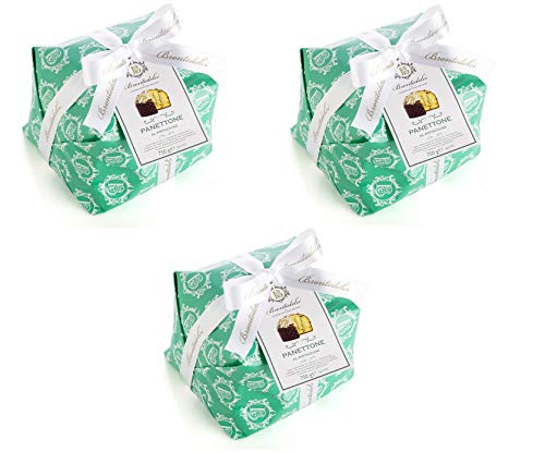 3x Brontedolci Panettone Incartato Farcito con Crema al Pistacchio Weihnachtskuchen gefüllt mit Pistaziencreme bedeckt mit weißer Schokolade und Pistazien Körnern 750g in Papier verpackt von Brontedolci