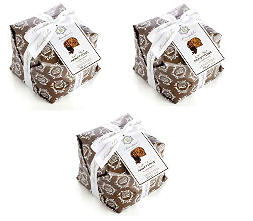 3x Brontedolci Panettone Incartato al Cioccolato Weihnachtskuchen mit dunklen Schokoladentropfen 750g in Papier verpackt von Brontedolci