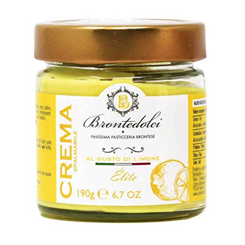 Brontedolci Crema Spalmabile al gusto di Limone Streichcreme mit Zitronengeschmack 190g in Glas aus Sizilien mit italienischen Zitronen von Brontedolci