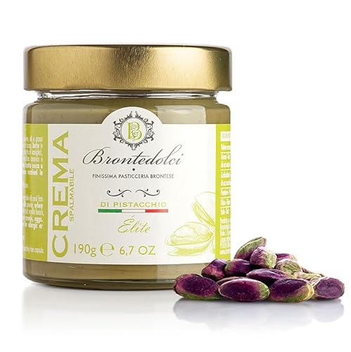 Brontedolci Crema Spalmabile di Pistacchio ELITE Streichfähige Pistaziencreme 190g in Glas aus Sizilien mit 40,5% Pistazie von Brontedolci