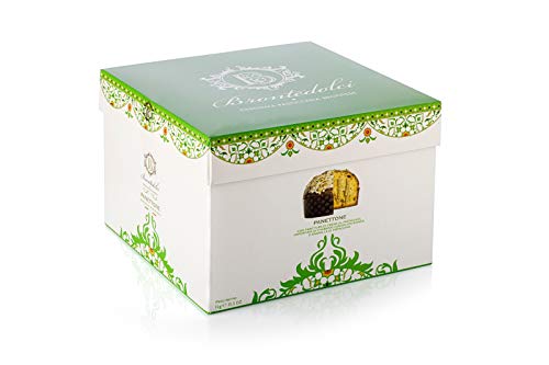 Brontedolci Panettone Farcito con Crema al Pistacchio Weihnachtskuchen gefüllt mit Pistaziencreme bedeckt mit weißer Schokolade und Pistazien Körnern 1Kg Box von Brontedolci