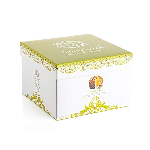 Brontedolci Panettone al Pistacchio Glassato Weihnachtskuchen mit Pistazien und Zucker bedeckt Weicher Teig mit Pistazienwürfeln 1Kg Box von Brontedolci