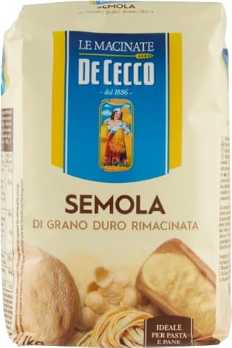 DeCecco 3 x 1 kg Semola Rimacinata für Pasta & Pizza I perfekt ausbalanciertes Hartweizenmehl I doppelt vermahlen I ideal für selbstgemachte Pasta I für Nudelmaschinen geeignet von Brotzutaten