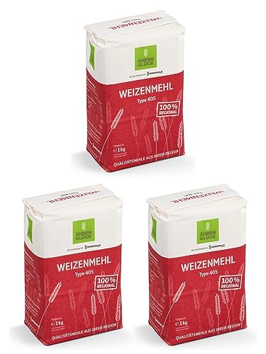 3x 1kg Weizenmehl Type 405 Ährenglück von Brotzutaten