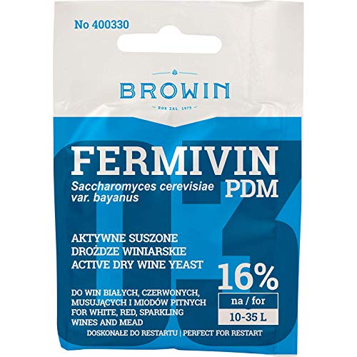 Fermvin Weinhefe 7g - PDM – Trocken Reinhefe | Naturhefe | Obstwein hefe | Hefenährsalz | Alkoholhefe von Browin