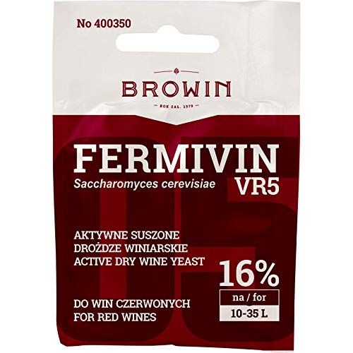 Fermvin Weinhefe 7g - VR5 – Trocken Reinhefe | Naturhefe | Obstwein hefe | Hefenährsalz | Alkoholhefe von Browin