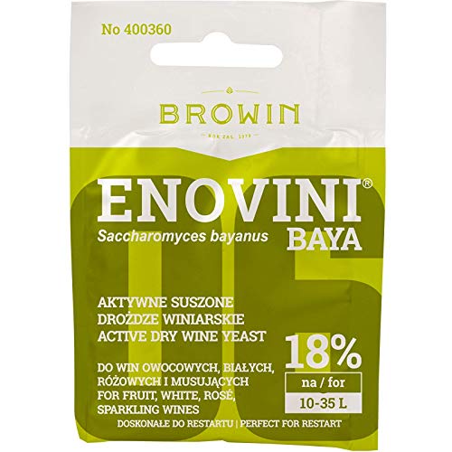 Trockenhefe ENOVINI Weinhefe - Baya 18% für starke Weine – Trocken Reinhefe | Naturhefe | Obstwein hefe | Hefenährsalz | Alkoholhefe von Browin