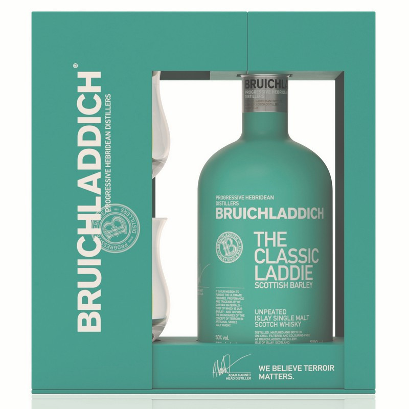 Bruichladdich Scottish Barley Geschenkset mit 2 Gläsern 0,7 L 50%vol von Bruichladdich