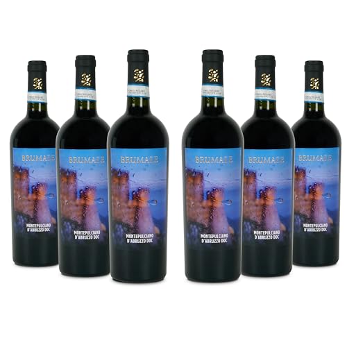 Brumale Rotwein Montepulciano d'Abruzzo, Vollmundiger und Intensiver Wein mit Noten Roter und Schwarzer Früchte, 12,5 % Vol., Karton mit 6 Flaschen mit jeweils 750 ml von Brumale