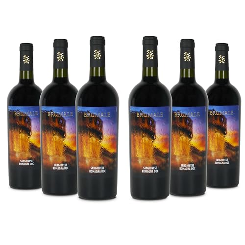 Brumale Rotwein Sangiovese di Romagna DOC, Abgerundeter und Frischer Wein mit Fruchtigen Noten, 12,5 % Vol., Karton mit 6 Flaschen mit jeweils 750 ml von Brumale