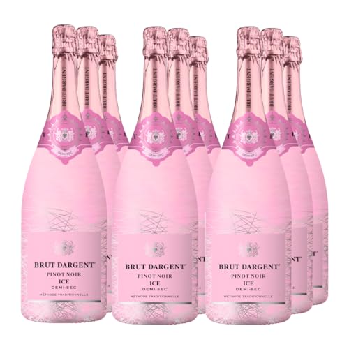 Brut Dargent Ice | Pinot Noir Rosé | 9er Pack | Erfrischender Schaumwein | Ideal für besondere Anlässe | Leicht & fruchtig | 11% vol | 750ml Flaschen von Brut Dargent