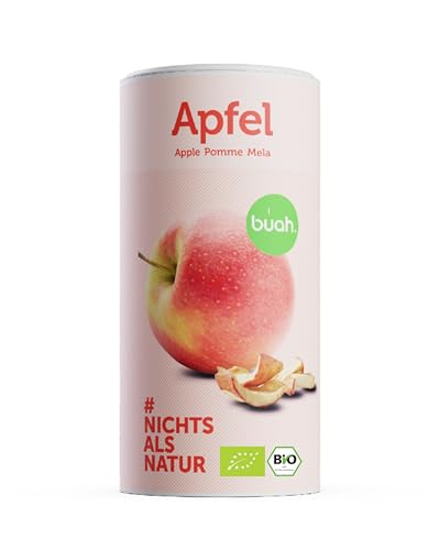 BUAH® Gefriergetrocknete Äpfel Bio | Getrockneter Apfel Bio ohne Zuckerzusatz | 100% Gefriergetrocknet Früchte (Vegan Glutenfrei Laktosefrei) | Idealer Snack (110g) von Buah