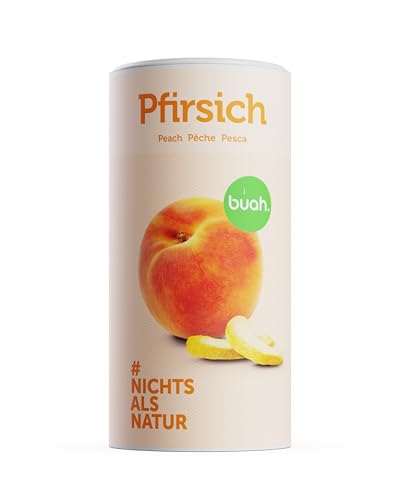 BUAH® Gefriergetrocknete Pfirsiche I Pfirsich Getrocknet I 100% Gefriergetrocknete Früchte ohne Zuckerzusatz | Idealer Snack (190g) von Buah