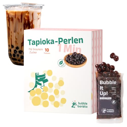 Bubble Barista Bubble Tea Instant Tapioka Perlen Set (10x Packungen) - Fertige Boba Tapioca Bubbles für Bubble Tee zum selber machen - Boba Perlen schwarz fertig für Zuhause & zusammen mixen von Bubble Barista