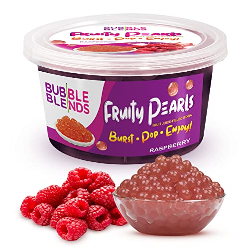 Popping Boba Fruchtperlen Himbeere - 450g Bubble Blends Boba Perlen mit Fruchtsaft – Milchfrei, 100 % Fett- & Glutenfrei - Boba Bubble Tea Perlen - Getränkezugabe oder Verzierung von Bubble Blends